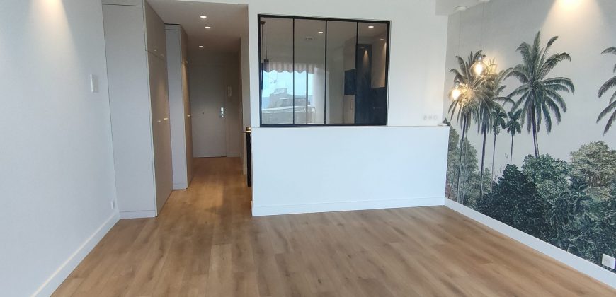 PARM/1 – Golfe Juan, Studio front de mer Vide, 33.33m² climatisé entièrement rénové, presta haut de gamme, PK sécurisé