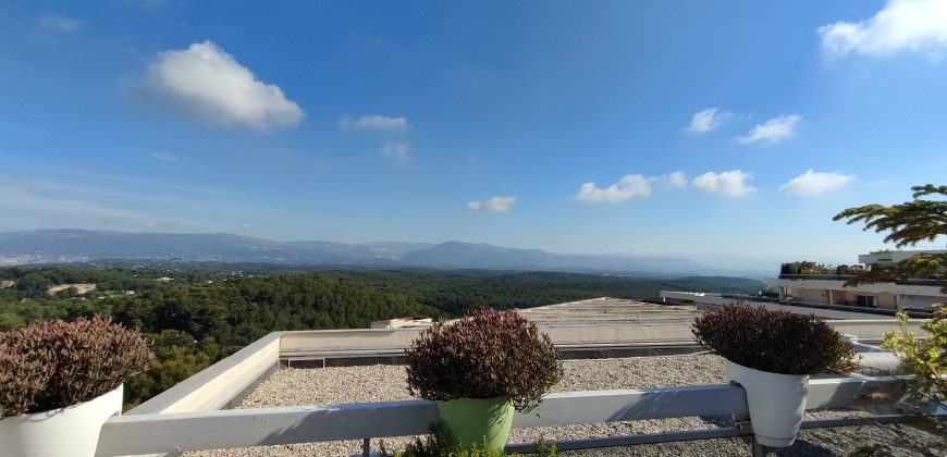 DEM/1 – Mougins, Voie Julia, Spacieux 4P Vide de standing, dernier étage vue panoramique, 2 PK ext&rsquo; sécu