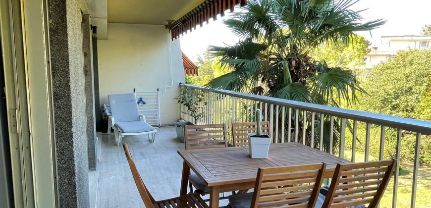 DETR/1 – Cannes, Magnifique 2P meublé 55.31m², 2ème étage climatisé, expo Ouest vue Parc végétalisé, piscine, gardien,avec Garage et Cave