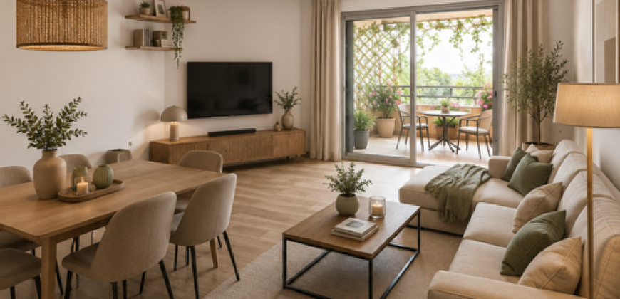 DORD/2P – EXCLU, Spacieux 2P 56.79m² Expo Sud Ouest, cave et en sus Garage privatif en sous-sol.